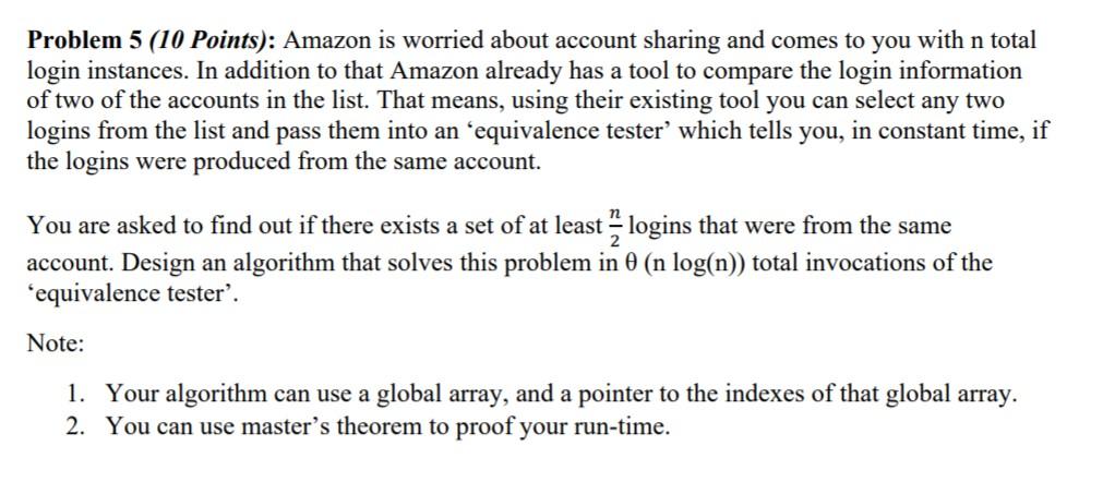 Problem 5 (10 Points): Amazon is worried about | Chegg.com