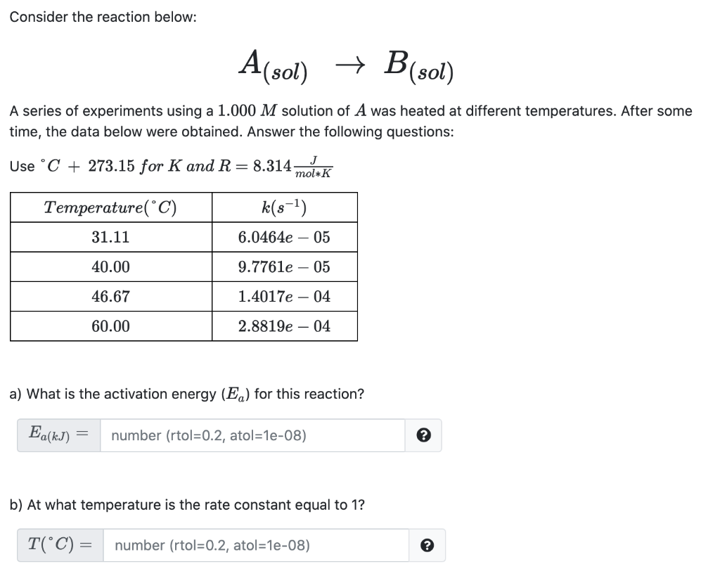 Solved Consider the reaction below: A(sol) + B(801) A series | Chegg.com