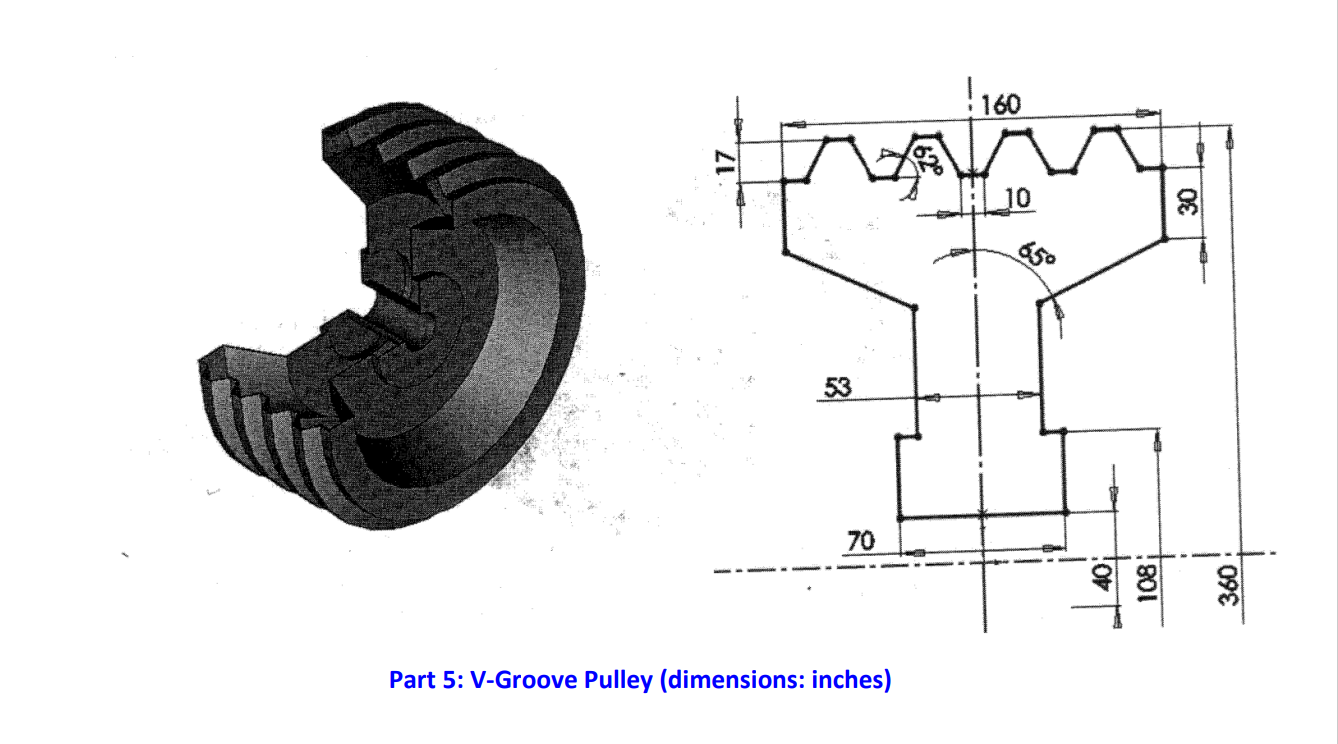 Solved Part 5 VGroove Pulley (dimensions inches)