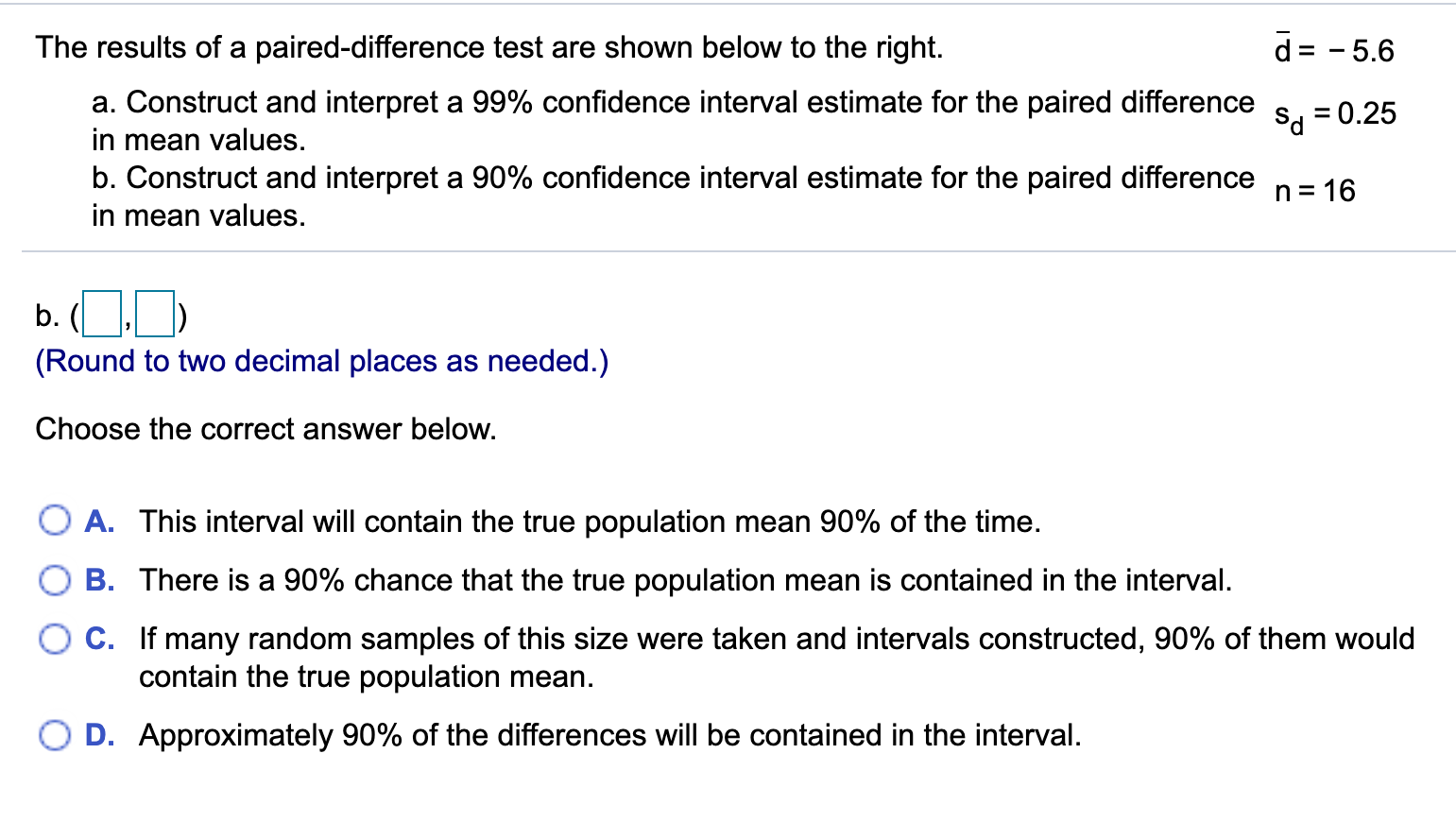 Solved d 5 6 the results of a paired difference test ar chegg