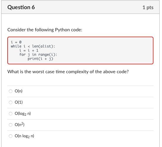 Solved What Is The Worst Case Time Complexity Of The Above | Chegg.com