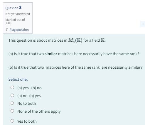 Solved Question 3 Not yet answered Marked out of 1.00 Flag | Chegg.com