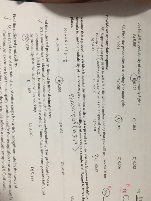 Solved Find the probability of selecting exactly 5 girls. | Chegg.com