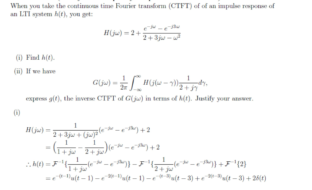 Solved 5. When you take the continuous time Fourier | Chegg.com