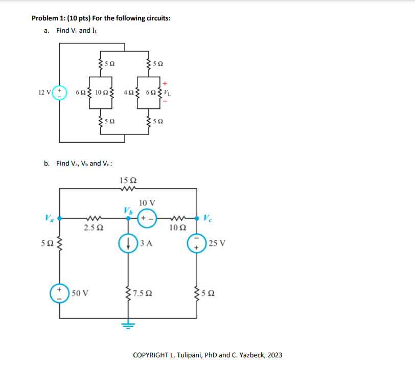 Solved Problem 1: (10 Pts) For The Following Circuits: A. | Chegg.com