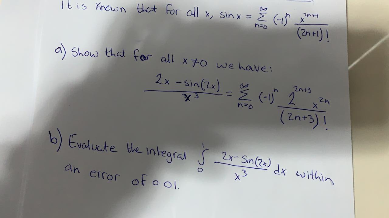 Solved It Is Known That For All X Sinx Z 1 Anti No 2 Chegg Com