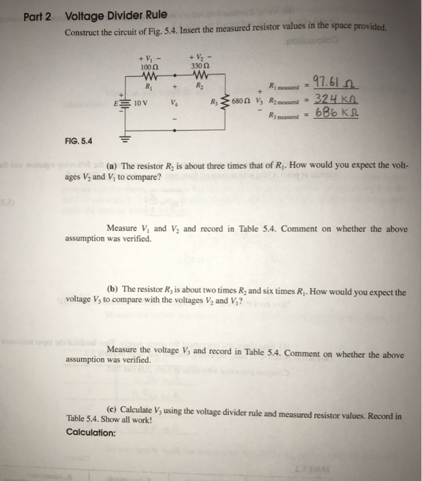 Solved Voltage Divider Rule Construct the circuit of Fig. | Chegg.com