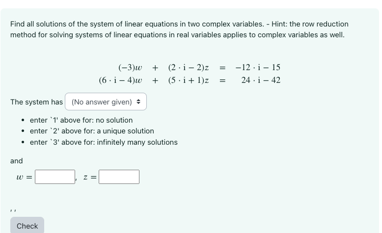 Solved Find all solutions of the system of linear equations | Chegg.com