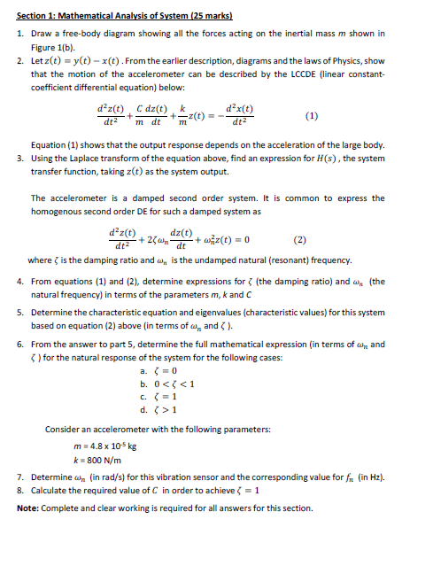 Section 2: System analysis using Matlab (35 Marks) In | Chegg.com