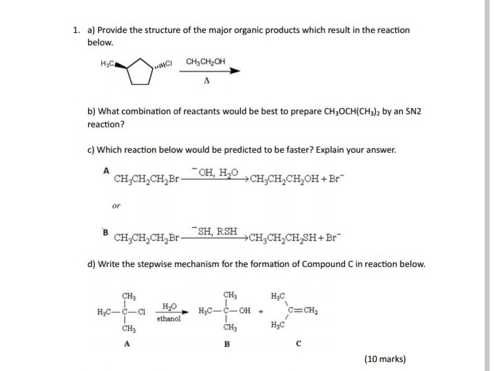 Solved a) ﻿Provide the structure of the major organic | Chegg.com