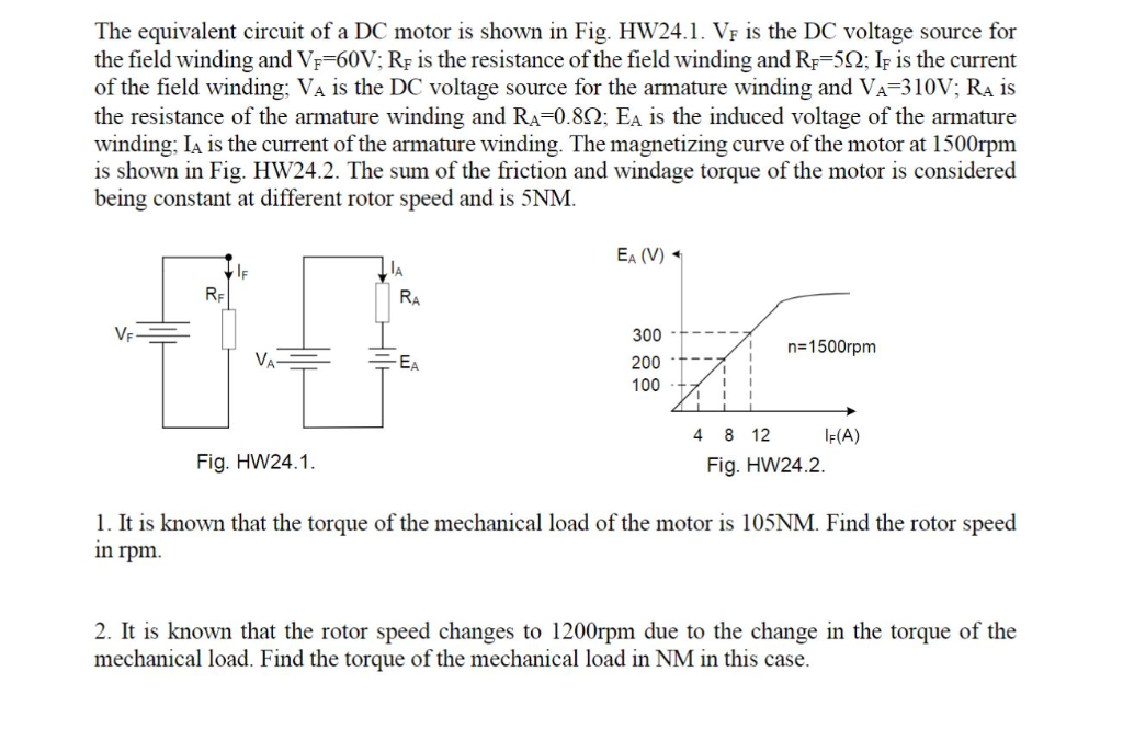 Solved The equivalent circuit of a DC motor is shown in Fig. | Chegg.com