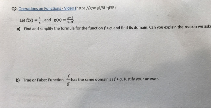 Solved 02. Operations on Functions-Video | Chegg.com