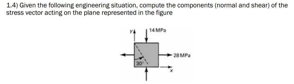 Solved 1.4) Given the following engineering situation, | Chegg.com