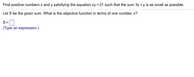 Solved Find positive numbers x and y satisfying the equation | Chegg.com