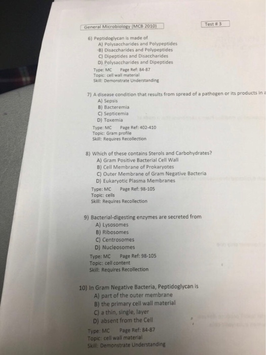 Solved Miami Dade General Microbiology (MCB 2010) 3rd Test