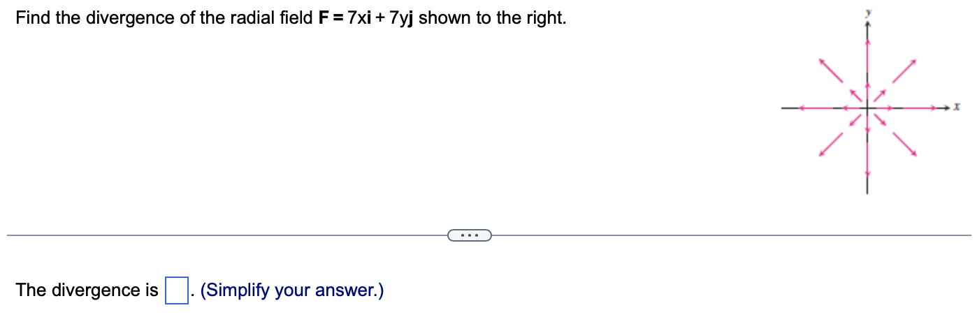 Solved Find the divergence of the radial field F=7ξ+7yj | Chegg.com