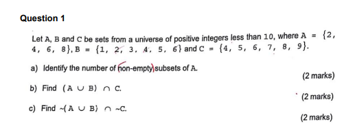 Solved Let A,B And C Be Sets From A Universe Of Positive | Chegg.com