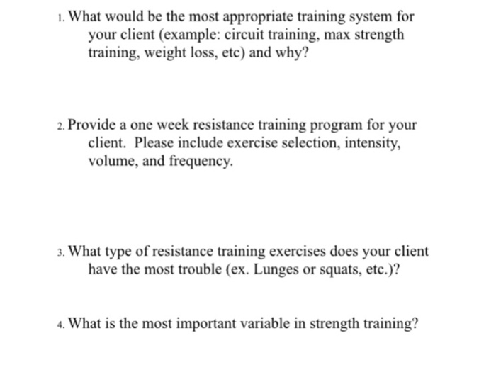 Solved What would be the most appropriate training system | Chegg.com