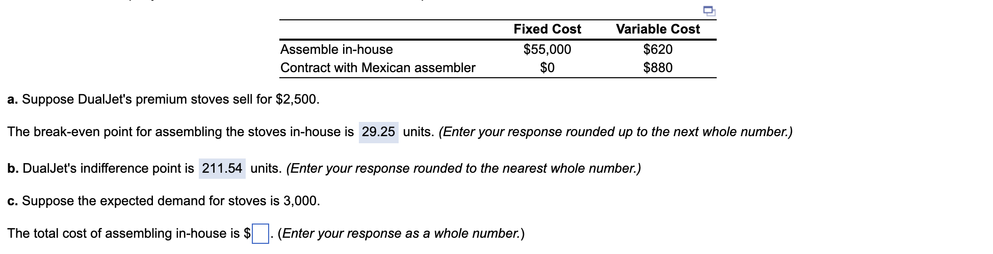 Solved Assemble in-house Contract with Mexican assembler | Chegg.com