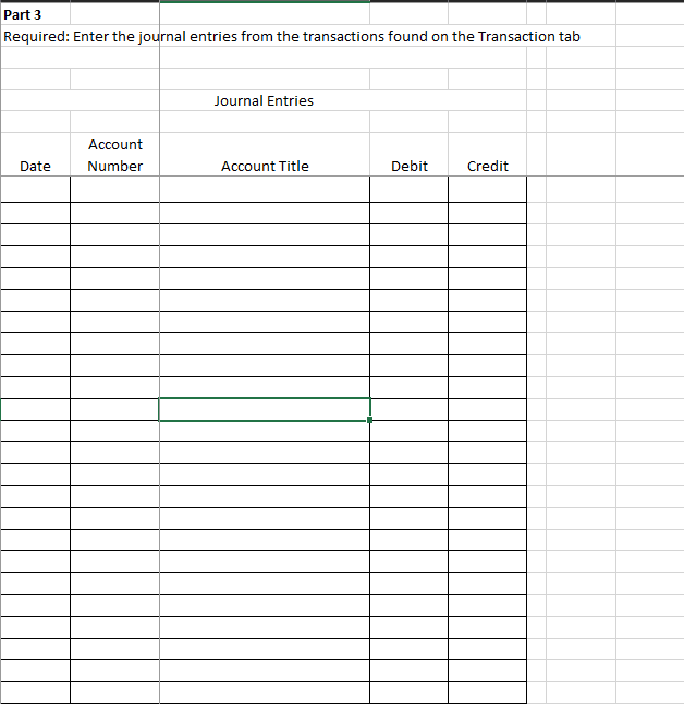 Solved Part 3: Using transactions provided in the worksheet | Chegg.com