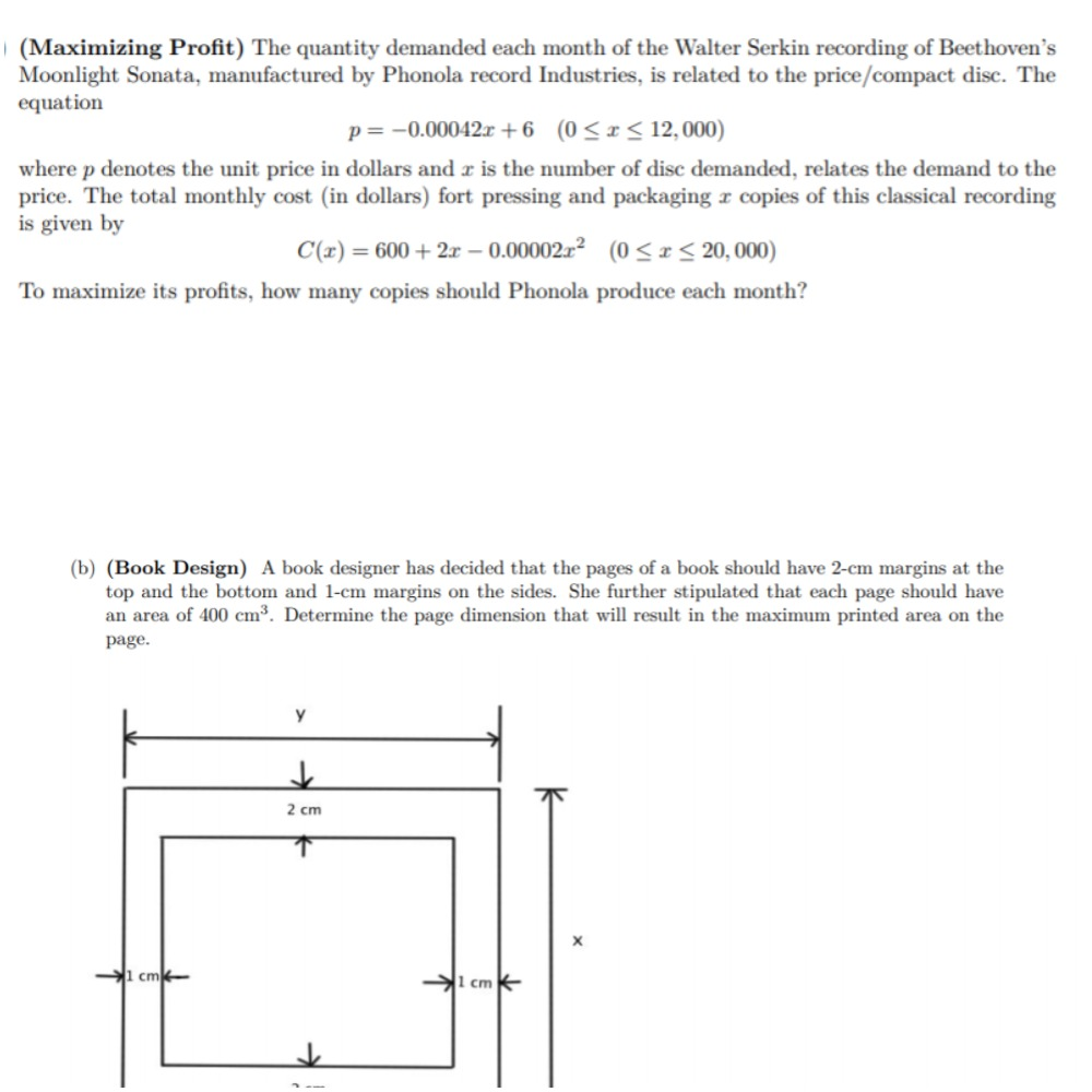 Maximizing Profits Math Problem Solved (a) (Maximizing Profit) The quantity demanded each | Chegg.com