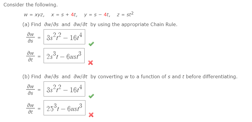 Solved Consider The Following W Xyz X 5 4t Y 5 2585