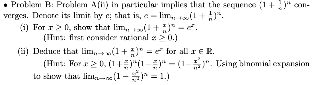 Solved Con- • Problem B: Problem A(ii) In Particular Implies | Chegg.com