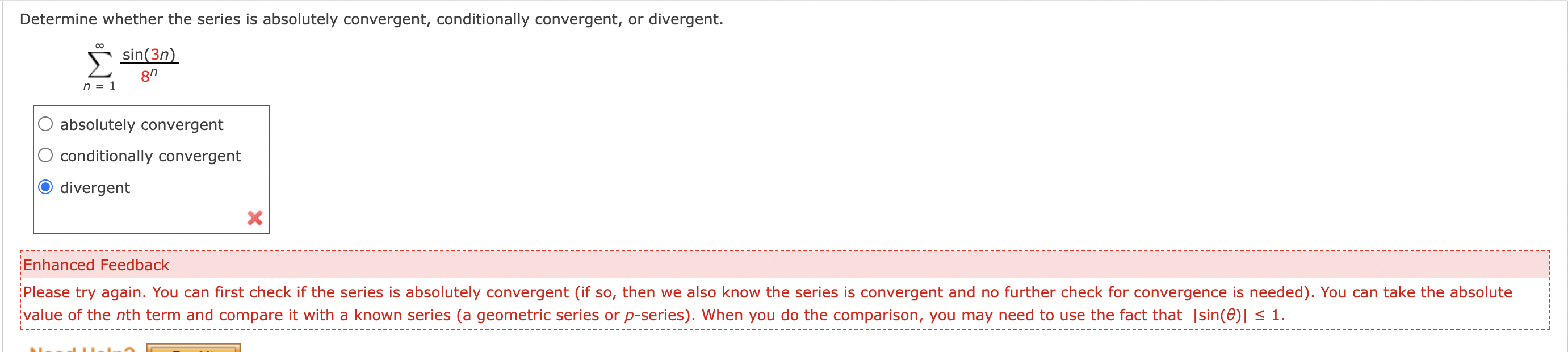Determine whether the series is absolutely