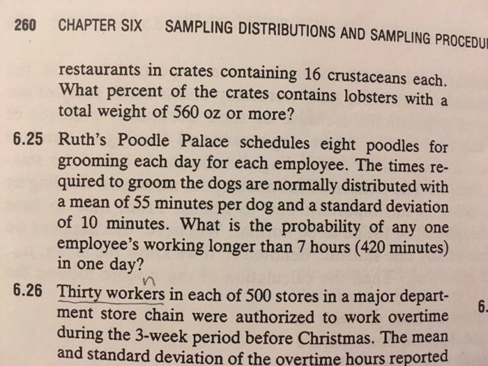 Solved CHAPTER SIX SAMPLING DISTRIBUTIONS AND SAMPLING | Chegg.com