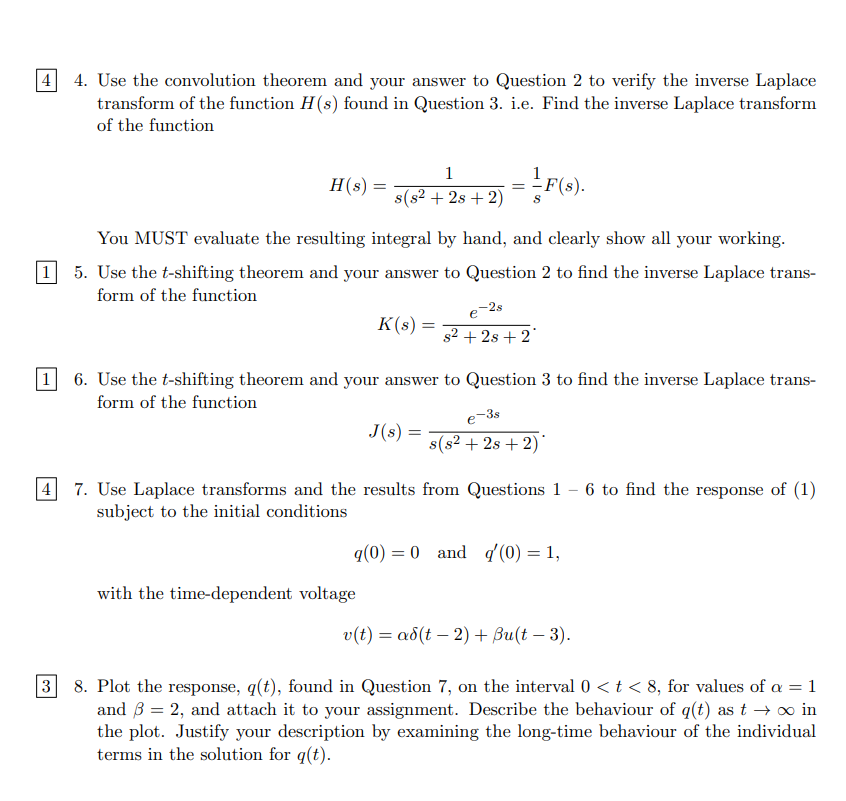 Solved RLC circuit and Laplace transforms The charge on a | Chegg.com