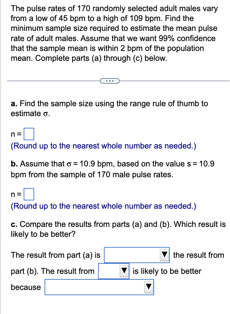 Solved The Pulse Rates Of 170 Randomly Selected Adult Males | Chegg.com