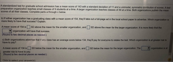 solved-a-standardized-test-for-graduate-school-admission-has-chegg