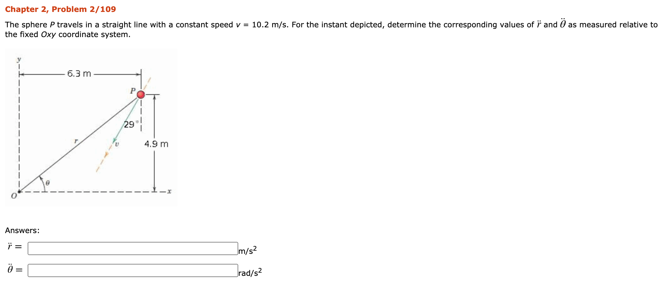 Solved Chapter 2 Problem 2 109 The Sphere P Travels In A Chegg Com