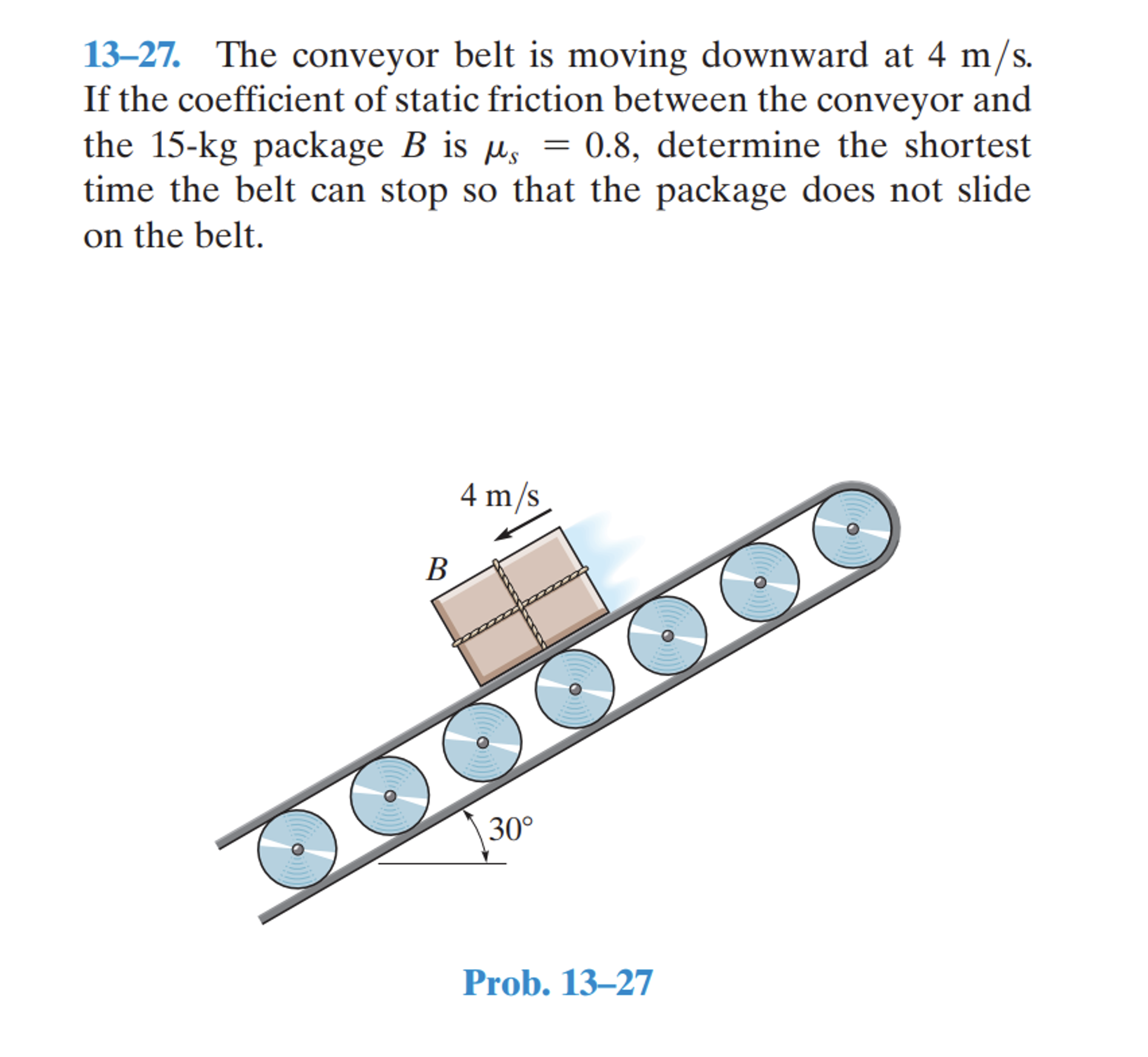 Solved 1327. The conveyor belt is moving downward at 4 m/s.