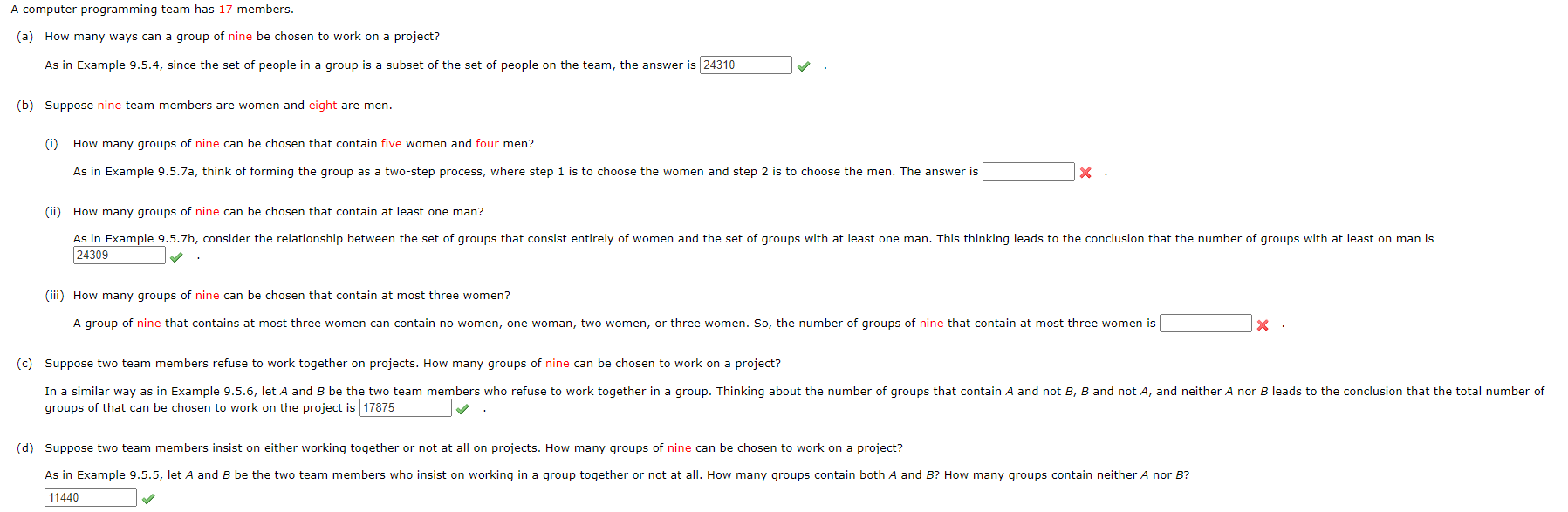 Solved (a) How many ways can a group of nine be chosen to | Chegg.com