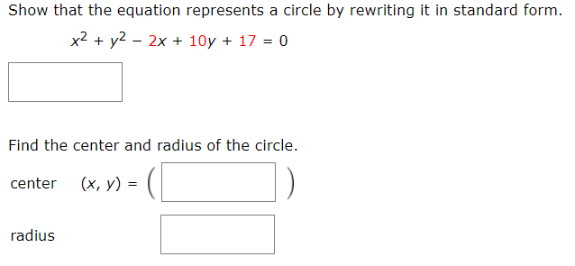 Solved Show that the equation represents a circle by | Chegg.com