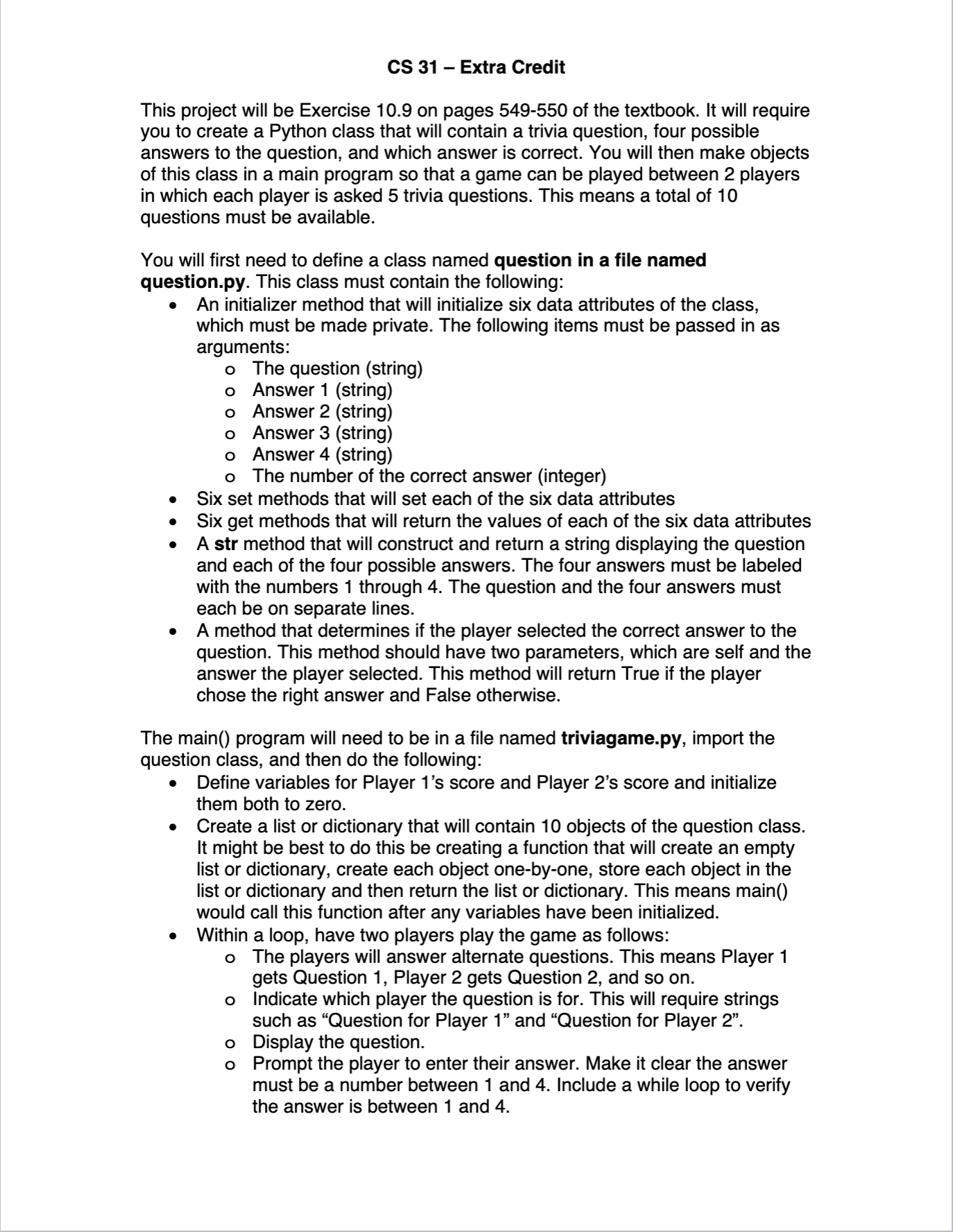 Solved cs 31 extra credit this project will be exercise chegg