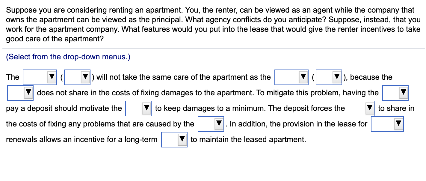 Solved Suppose you are considering renting an apartment. | Chegg.com