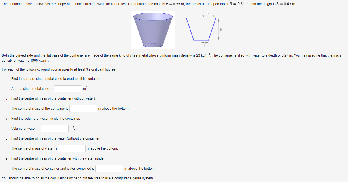 Solved density of water is 1000 kg/m3. For each of the | Chegg.com