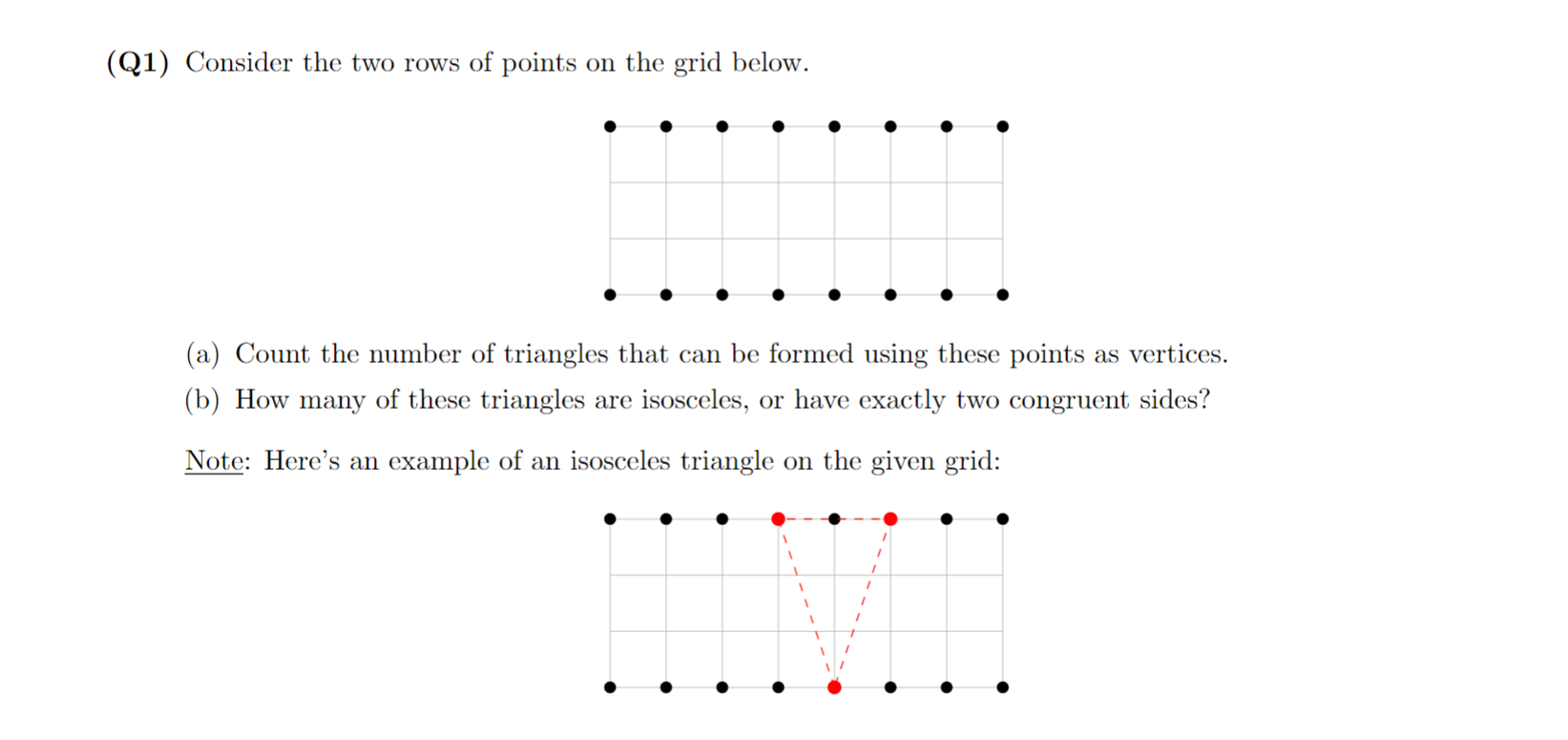 Solved Consider the two rows of points on the grid | Chegg.com