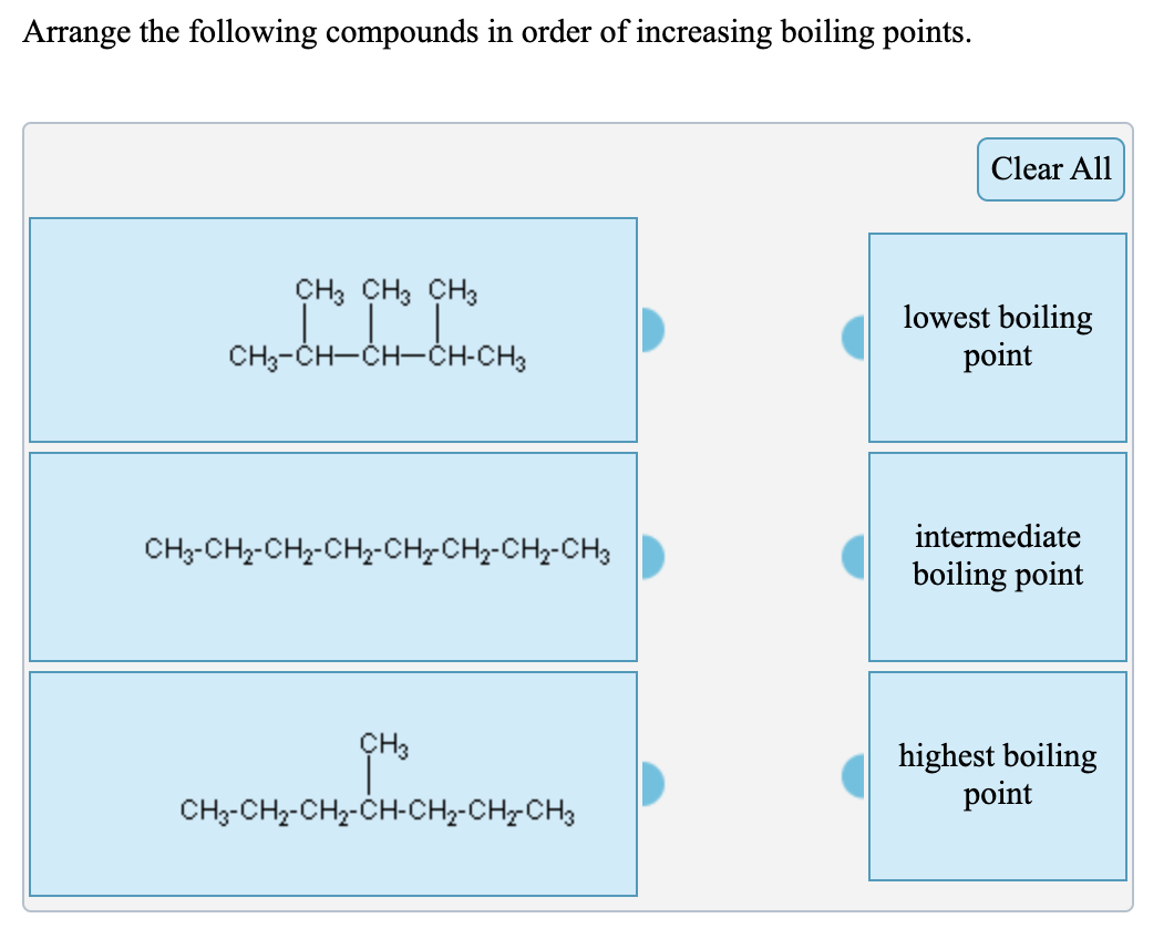 arrange these compounds by their expected boiling point.