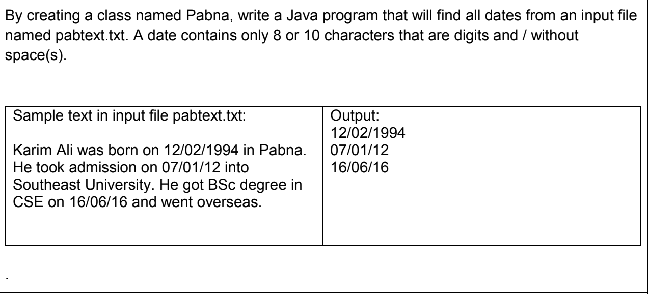 Solved By creating a class named Pabna, write a Java program | Chegg.com