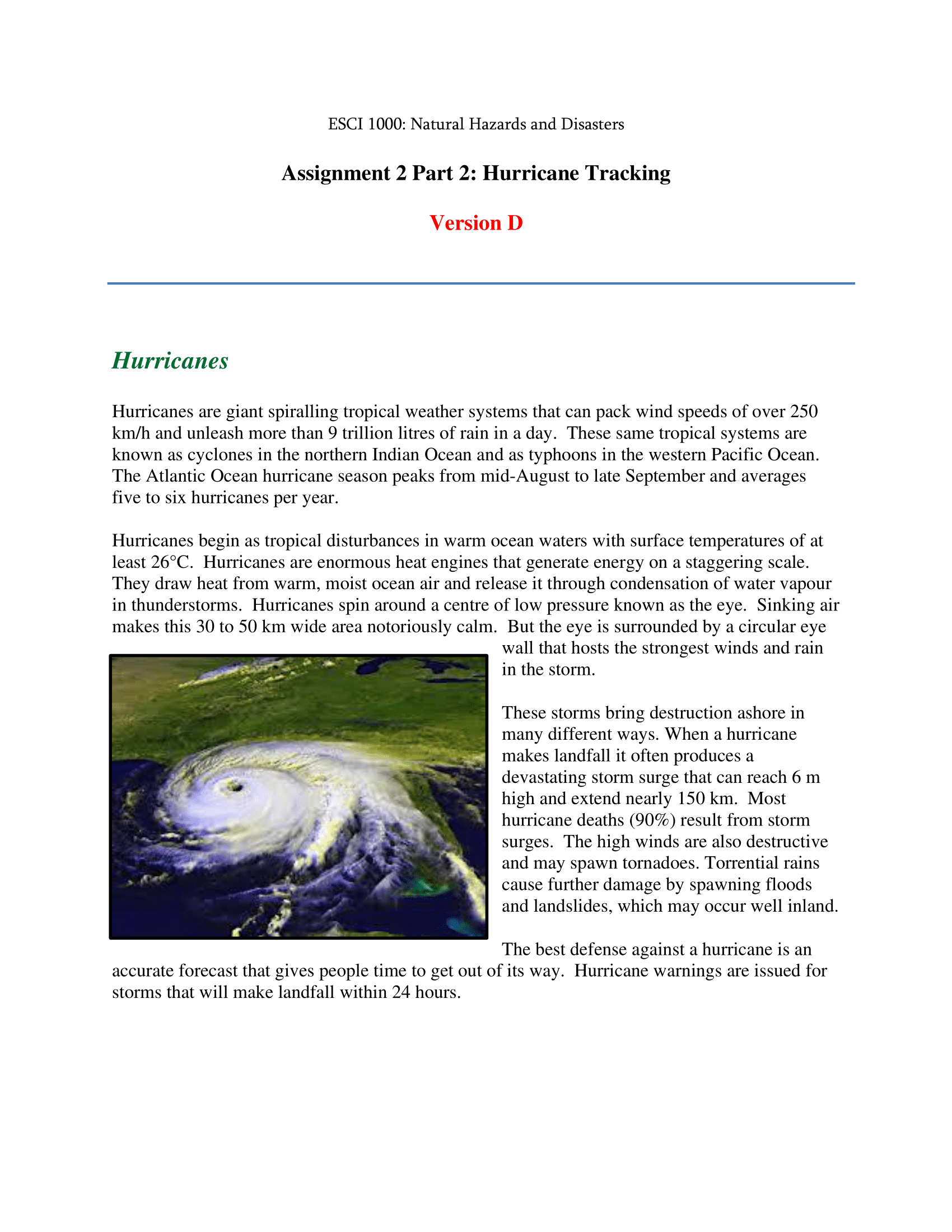 Solved Hurricane Plotting The data in the chart on the | Chegg.com