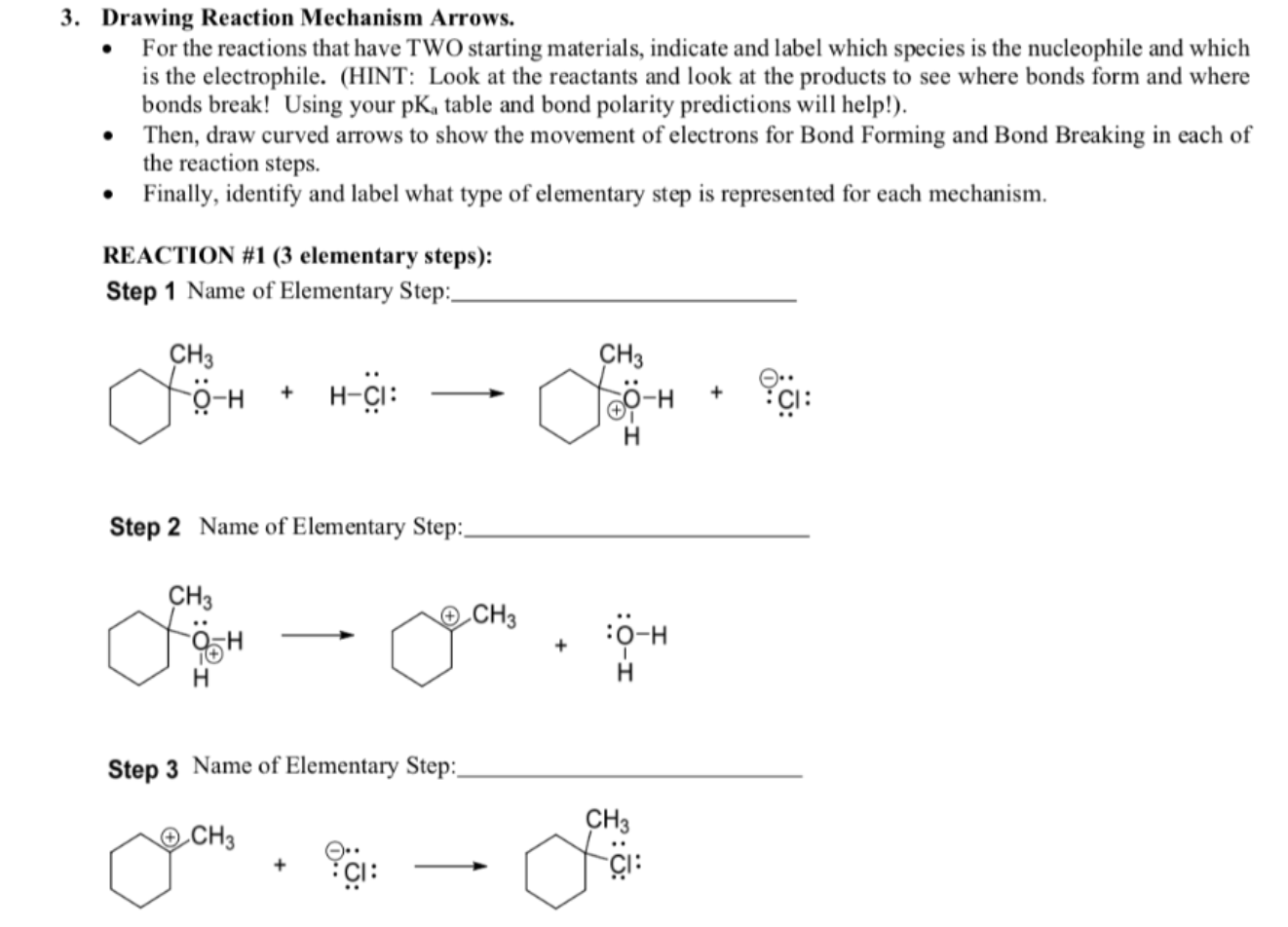 Solved 3. Drawing Reaction Mechanism Arrows. • For the | Chegg.com