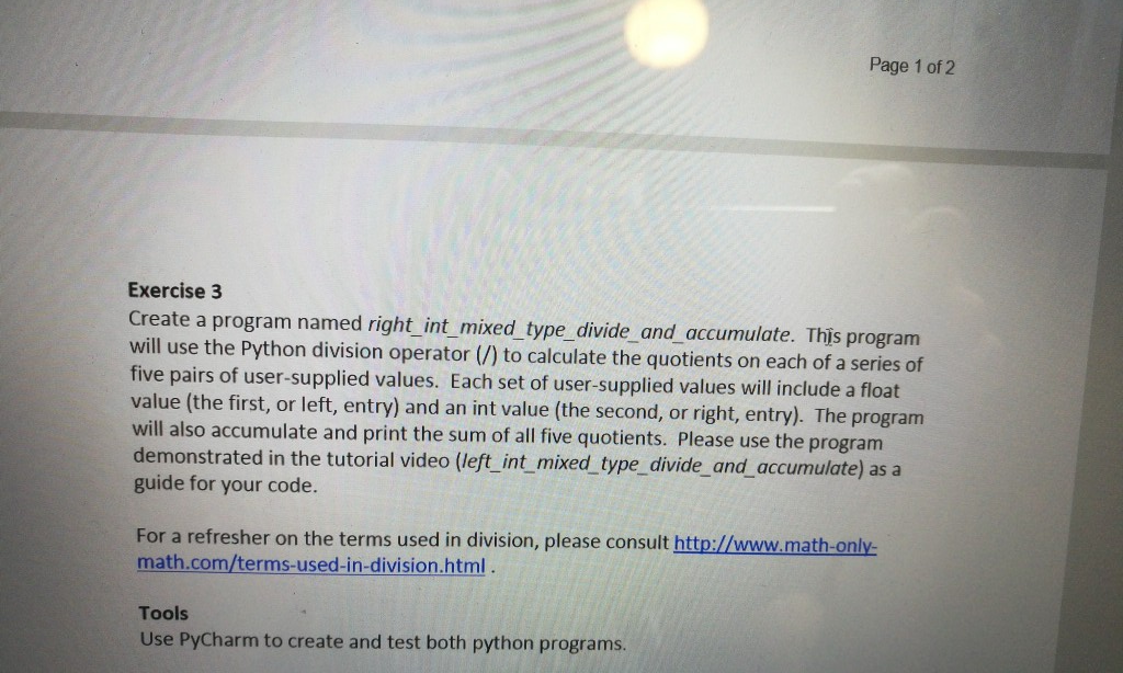 Solved Page 1 of 2 Exercise 3 Create a program named | Chegg.com