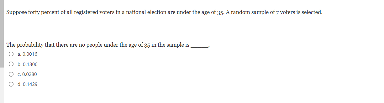 Solved Suppose Forty Percent Of All Registered Voters In A | Chegg.com