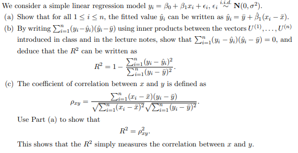Solved i.i.d. We consider a simple linear regression model | Chegg.com