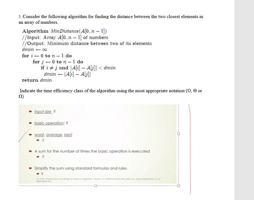 Solved Please help with my homework. Algorithm analysis. | Chegg.com