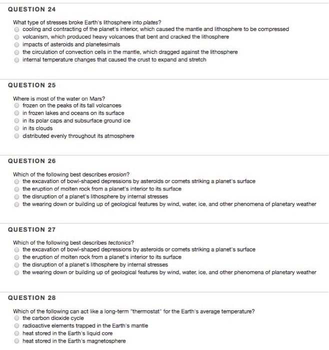 Solved: QUESTION 24 What Type Of Stresses Broke Earth's Li... | Chegg.com