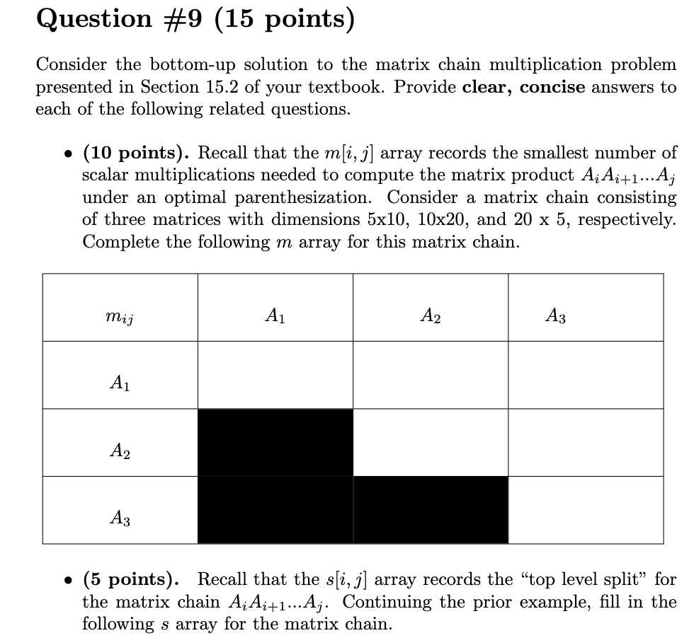 Solved Question #9 (15 points) Consider the bottom-up | Chegg.com